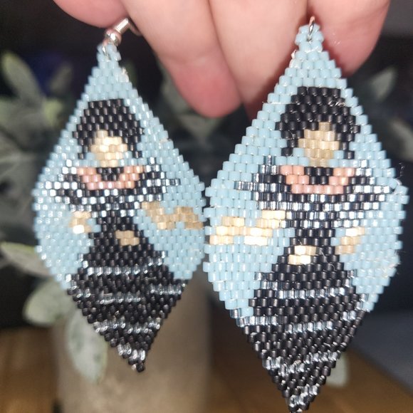 Handmade Goth Girl, Wednesday, Dancing With My Hands Beaded Earrings #2 - Picture 4 of 6